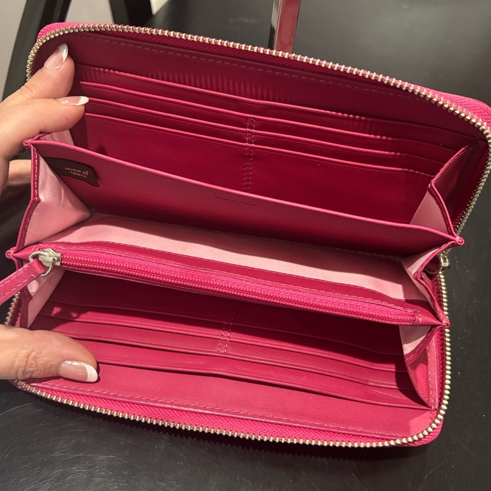 COACH Pink Signature Stripe Zip Around Wallet | Accordion Continental - Picture 12 of 14